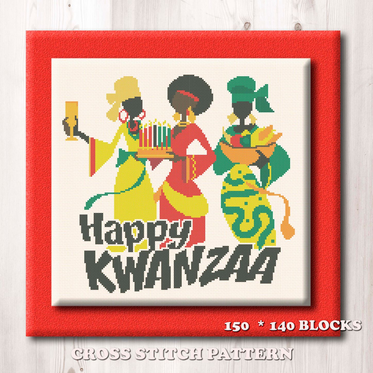 Happy Kwanzaa cross stitch pattern 01-67-cross 1 Happy Kwanzaa cross stitch pattern