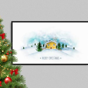 Christmas House Samsung Frame TV Art Watercolor