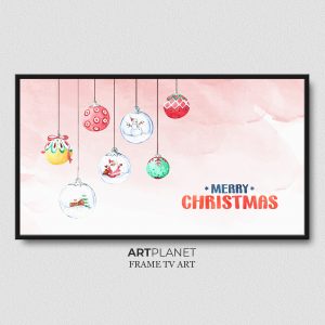 Merry Christmas Samsung Frame TV Art Watercolor