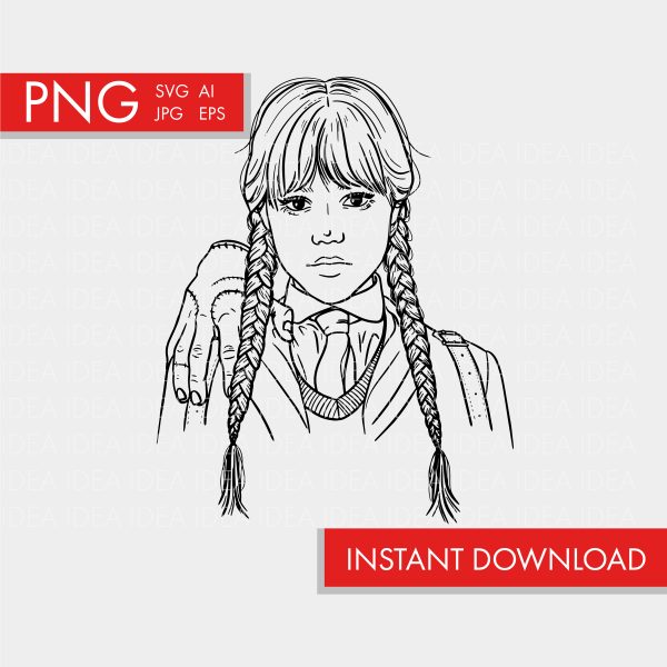 Wednesday Addams, Jenna Ortega, Addams Family, Lineart