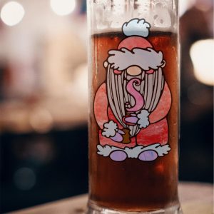 Colouring page new year gnome stained glass window