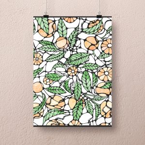 digital colouring page stained glass window tangerines
