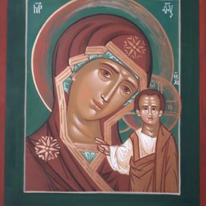 Handmade Marketplace 667 Icon of Mother God Hand Painted Natural Tempera