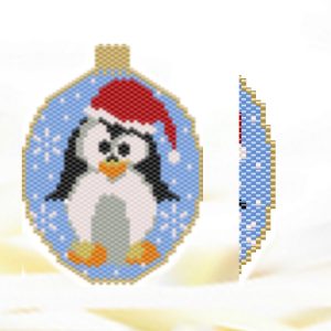 Christmas ball Peyote pattern Christmas penguin Tree decoration pdf file pattern