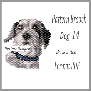 Home 1183 Brooch DOG 14 bead pattern PDF file, Bead pattern brick stitch