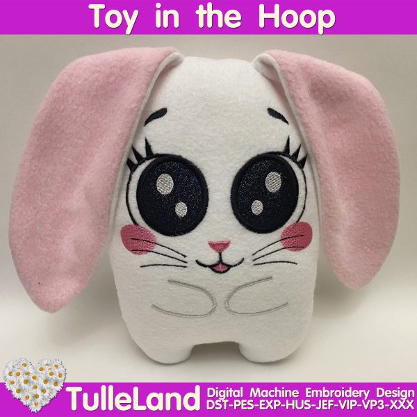 Bunny Easter Stuffed Toy In The Embroidery Hoop Design ITH Pattern Machine Embroidery Stuffed Plushie Toy Easter Day