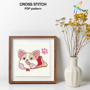 4 Cross stitch patterns / SET CORGI / Hand embroidery design Digital PDF file