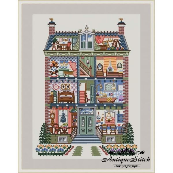 Dollhouse 1 Cross Stitch Pattern PDF Miniature embroidery