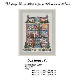 Dollhouse 1 Cross Stitch Pattern PDF Miniature embroidery