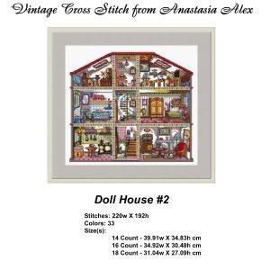 Dollhouse 2 Cross Stitch Pattern PDF Miniature embroidery