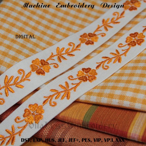 Floral endless border embroidery design