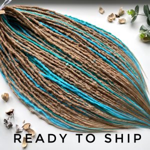 Ready to ship synthetic dreads dark blonde and blue color