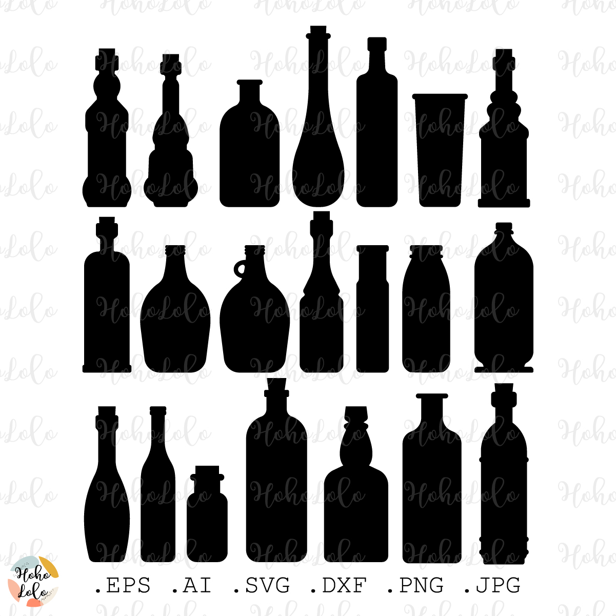 Bottles Svg Silhouette Cricut Files Stencil Clipart Png 1 Bottles Svg Silhouette