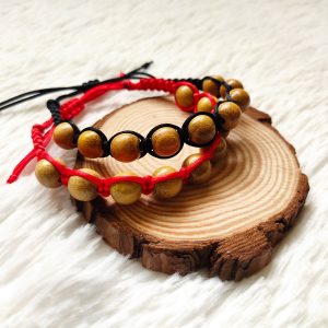 Acacia wood braided Shamballa Bracelet, macrame bracelet 9 beads