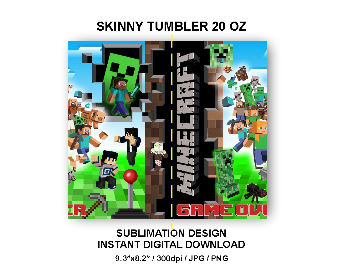 Colorful Minecraft Tumbler Sublimation Digital Download