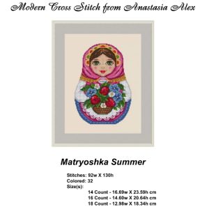 Matryoshka Summer Cross Stitch Pattern PDF Seasons Russian Doll