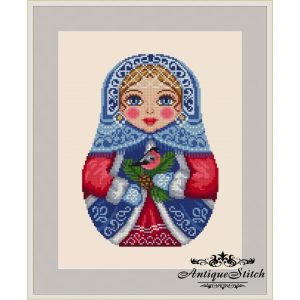 Matryoshka Winter Cross Stitch Pattern PDF Seasons Russian Doll