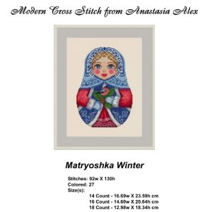 Matryoshka Winter Cross Stitch Pattern PDF Seasons Russian Doll