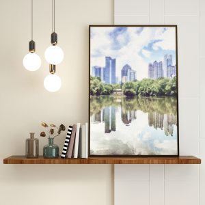 Piedmont Park Atlanta City watercolor illustration