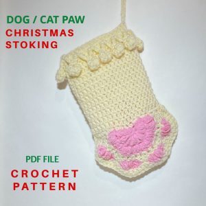 dog, cat paws christmas stoking crochet pattern