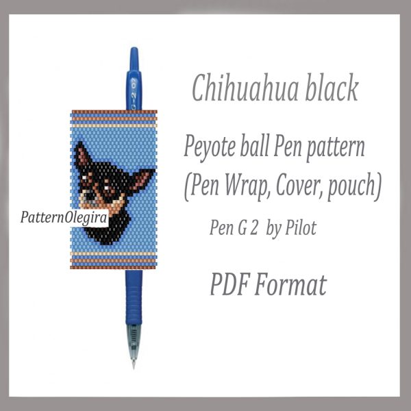 DOG CHIHUAHUA BLACK Bead pattern PDF file Bead dog pen wraps Bead dog cover pen Olegirabeadpatterns