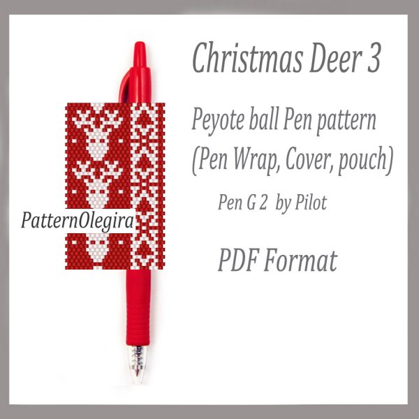 CHRISTMAS DEER 3 Bead pattern PDF file Bead cover pen Bead pen wraps Beading pattern Christmas patterns Olegirabeadpatterns