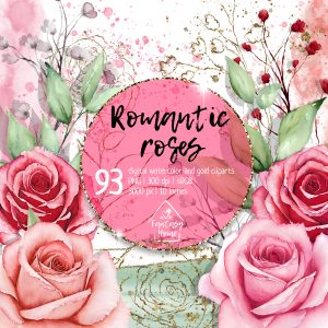 Home 1117 Romantic watercolor roses clipart