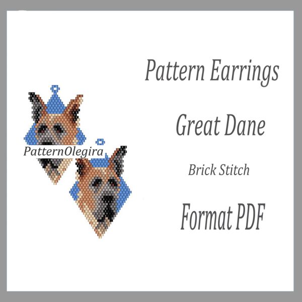 Great Dane dog Earrings bead pattern PDF file Dogs bead patterns Dogs bead earrings Olegirabeadpatterns