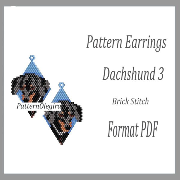 Dachshund 3 dog Earrings bead pattern PDF file Dogs bead patterns Dogs bead earrings Olegirabeadpatterns