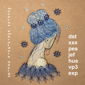 Snow-girl-machine embroidery-design