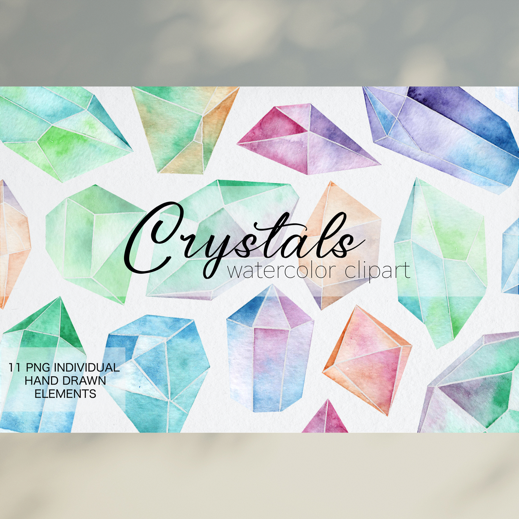 Watercolor Crystals Clipart 4