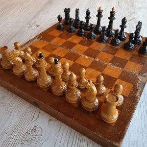 antique 1950s old small soviet chess set