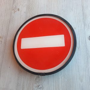 No Entry road sign vintage – Street traffic sign USSR
