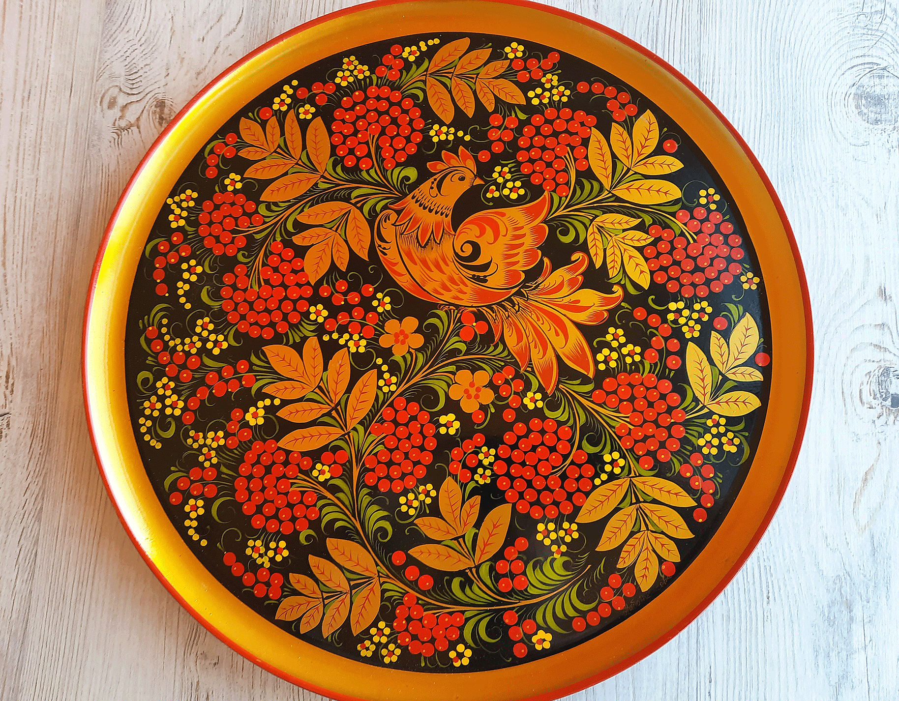 Russian khokhloma painted wall panel plate decorative - Crealandia