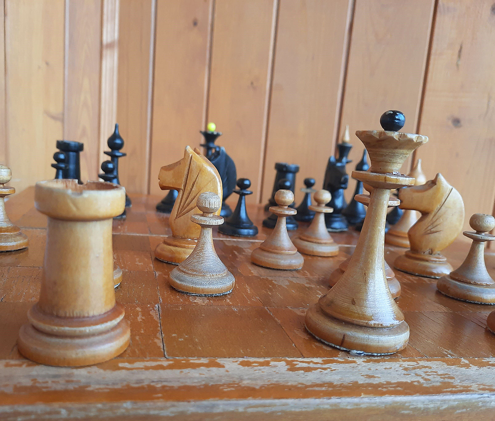 Soviet Chess Set Made 1984 Roman Warriors and Wooden 20 Inch 