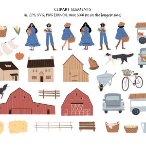 domestic animals clipart, farm life illustrations svg
