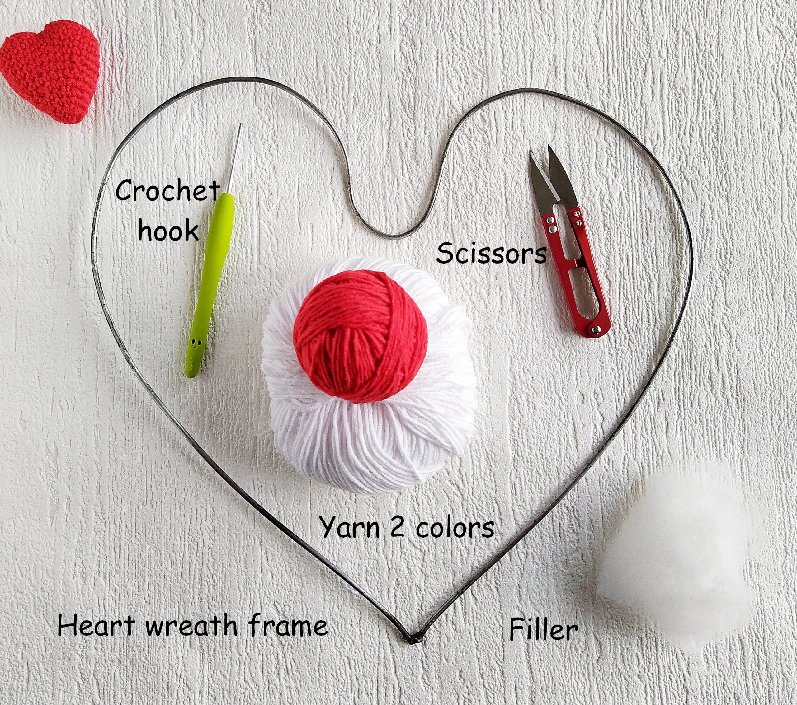 Crochet Valentine wreath pattern - Crochet heart easy