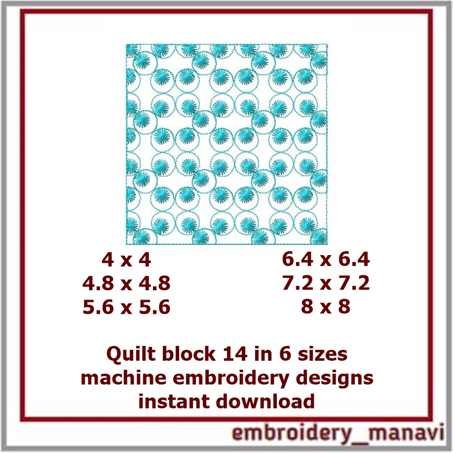 Quilt block 14 machine embroidery designs. 6 sizes. 2 Quilt block 14 machine embroidery designs. 6 sizes. - Image 2
