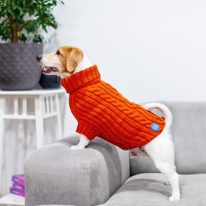 Original knitted dog sweater. Back length 45 cm