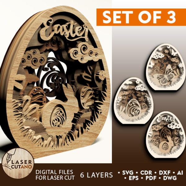 3 Eggs EASTER Craft Decoration