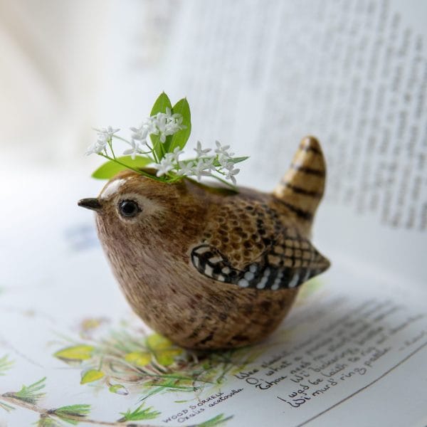 Cute Ceramic Wren Bird Vase, Whimsical Bird Lover's Gift