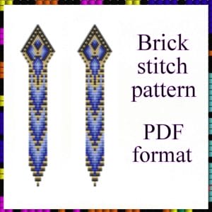 Beaded fringe earrings pattern Brick stitch pattern PDF file