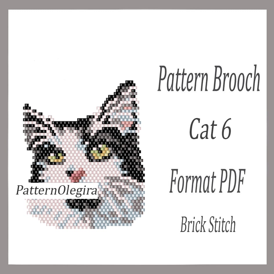 CAT 6 brooch bead pattern PDF file Bead pattern brick stitch 1 Cat 6 Brooch bead pattern Cat beading pattern Brick Stitch bead pattern Olegirabeadpatterns