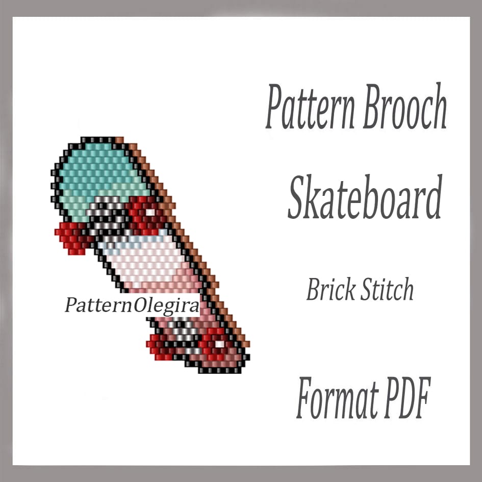 SKATEBOARD brooch bead pattern PDF file Bead pattern brick stitch 1 Skateboard bead brooch pattern Skateboard bead pattern Brick stitch bead pattern Beading Olegirabeadpatterns