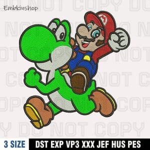 Mario and Yoshi Embroidery Design, Digital File