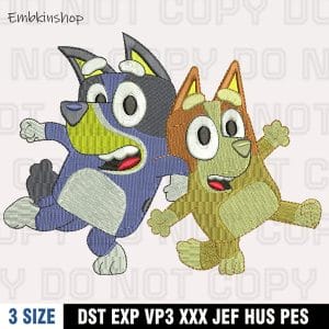 Bluey and Bingo Embroidery Design , Digital File