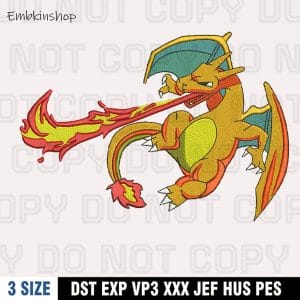 Nike Charizard Pokemon Embroidery Design, Digital File