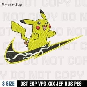 Nike x Pikachu Embroidery Design,Digital File