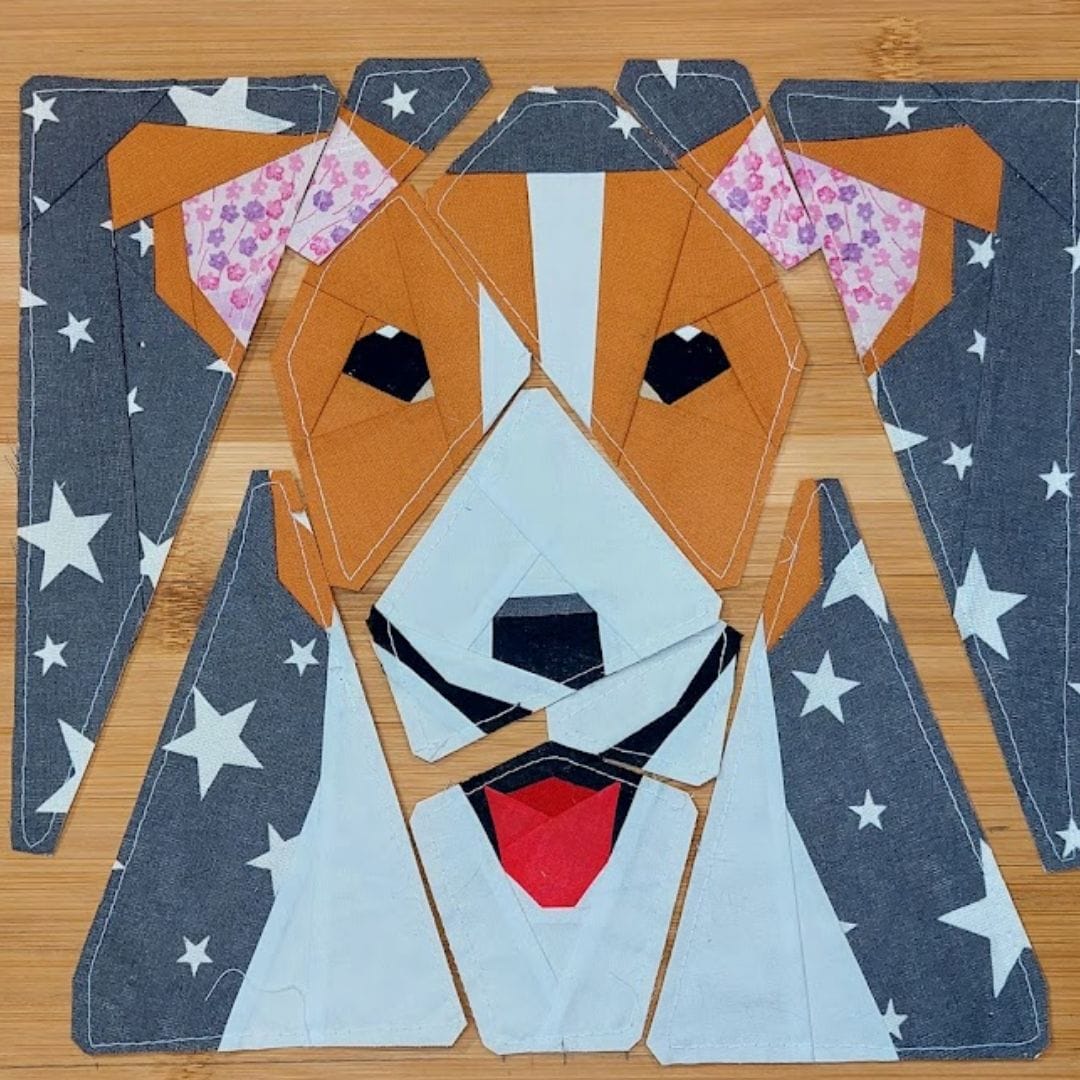 8in Jack Russell quilt block patterns 4 versions with variation 3 Jack Russell quilt block рatterns