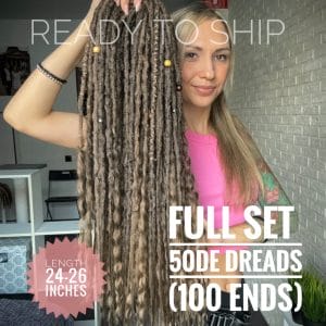 In stock medium brown dreadlocks and curls